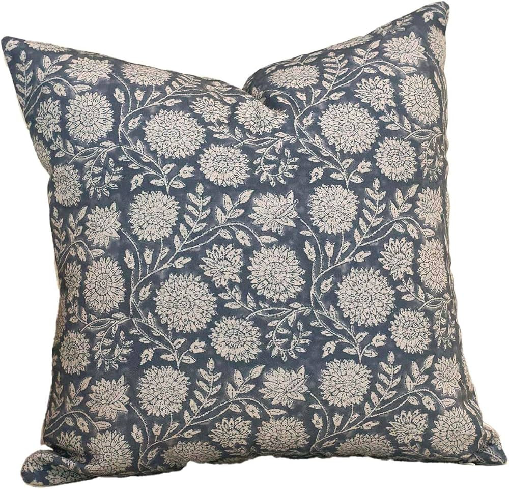 Amor Virisso Floral Pillow Covers 18x18 Throw Pillow Covers Vintage Block Print Pillow Cover Neut... | Amazon (US)