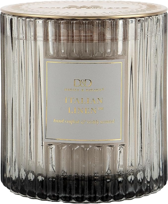 Darsee & David's, Italian Linen Ribbed Candle, 10 Ounces | Amazon (US)