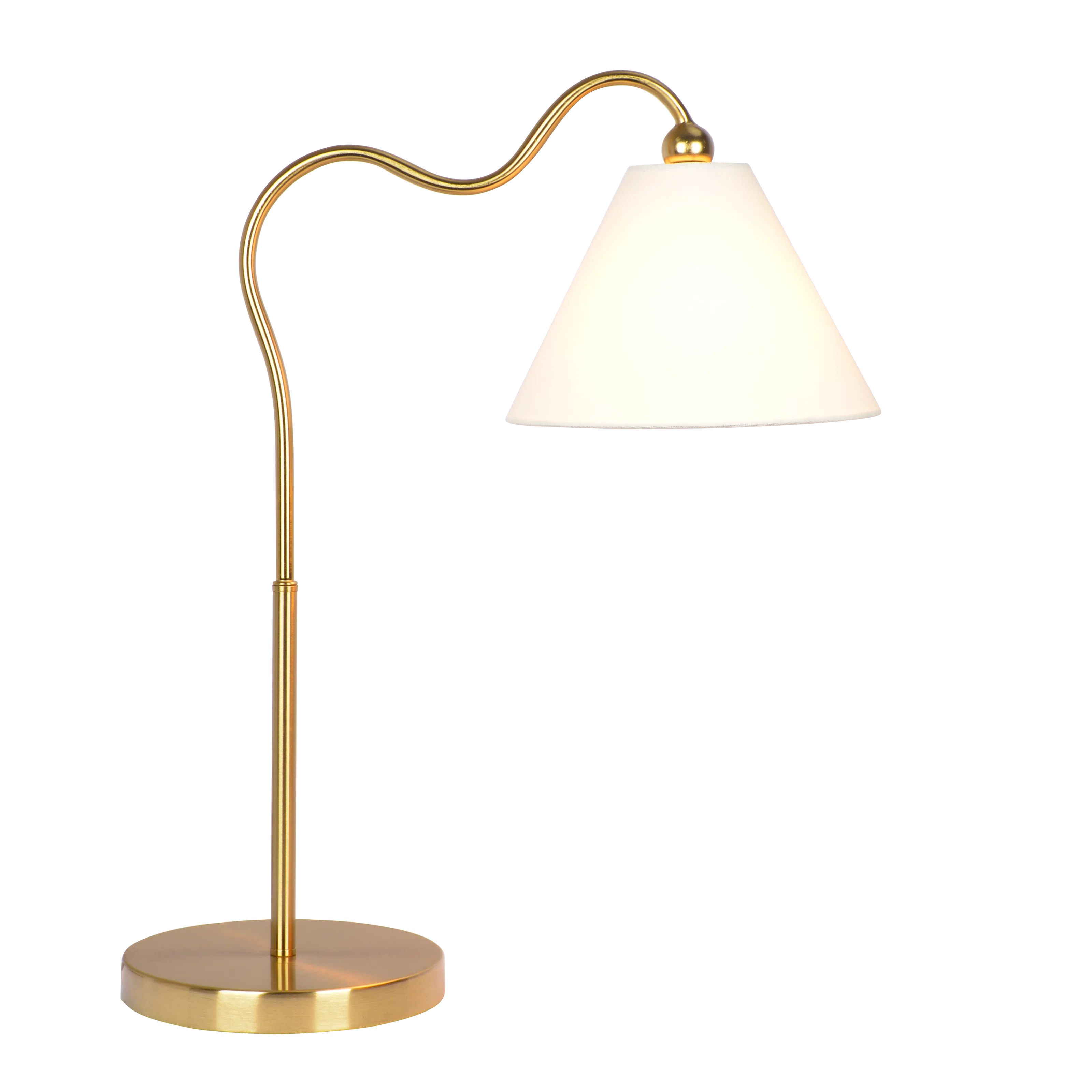 Mercer41 Bonnay Table Lamp with Gold Brass Curved Base | Wayfair | Wayfair North America