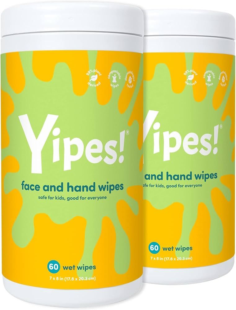 Yipes! Face & Hand Wipes for Kids (Pack of 2 Canisters) | Amazon (US)