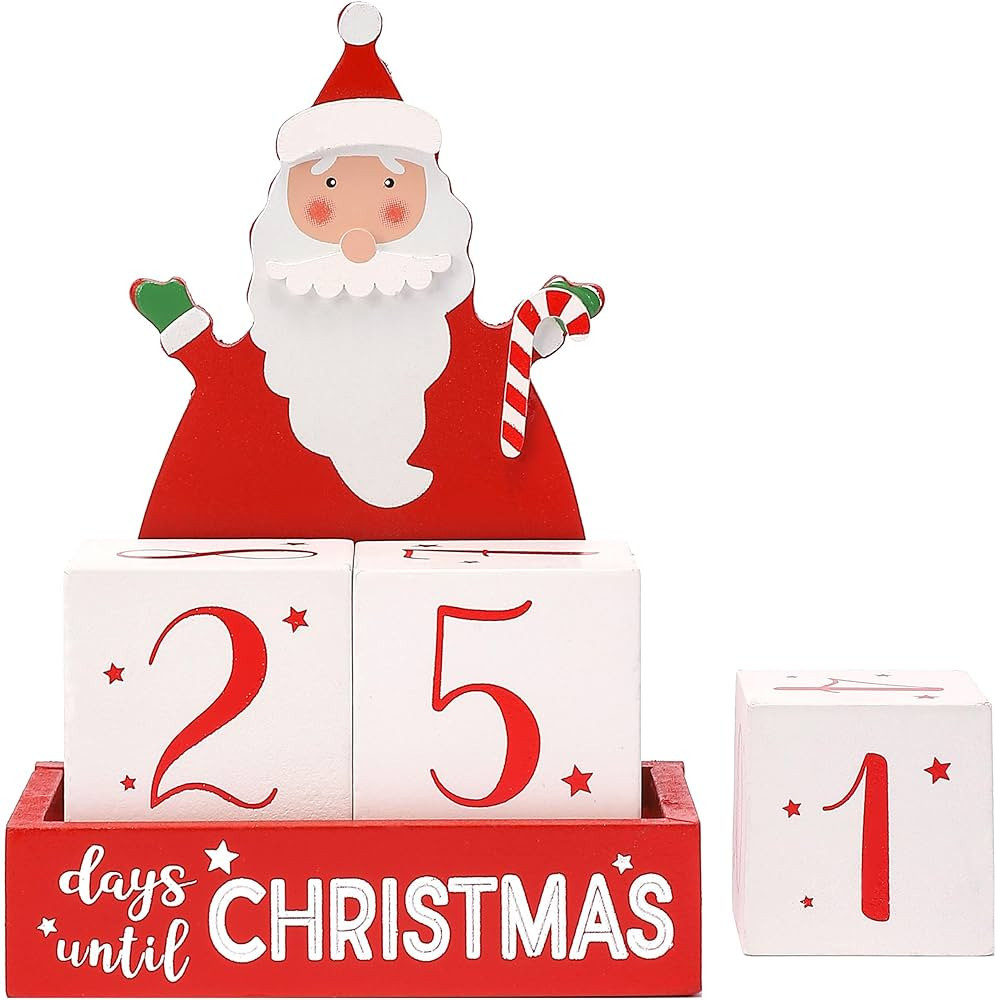 JOEJET Christmas Countdown Calendar, Countdown to Christmas Blocks, Wooden Advent Calendar Santa ... | Amazon (US)