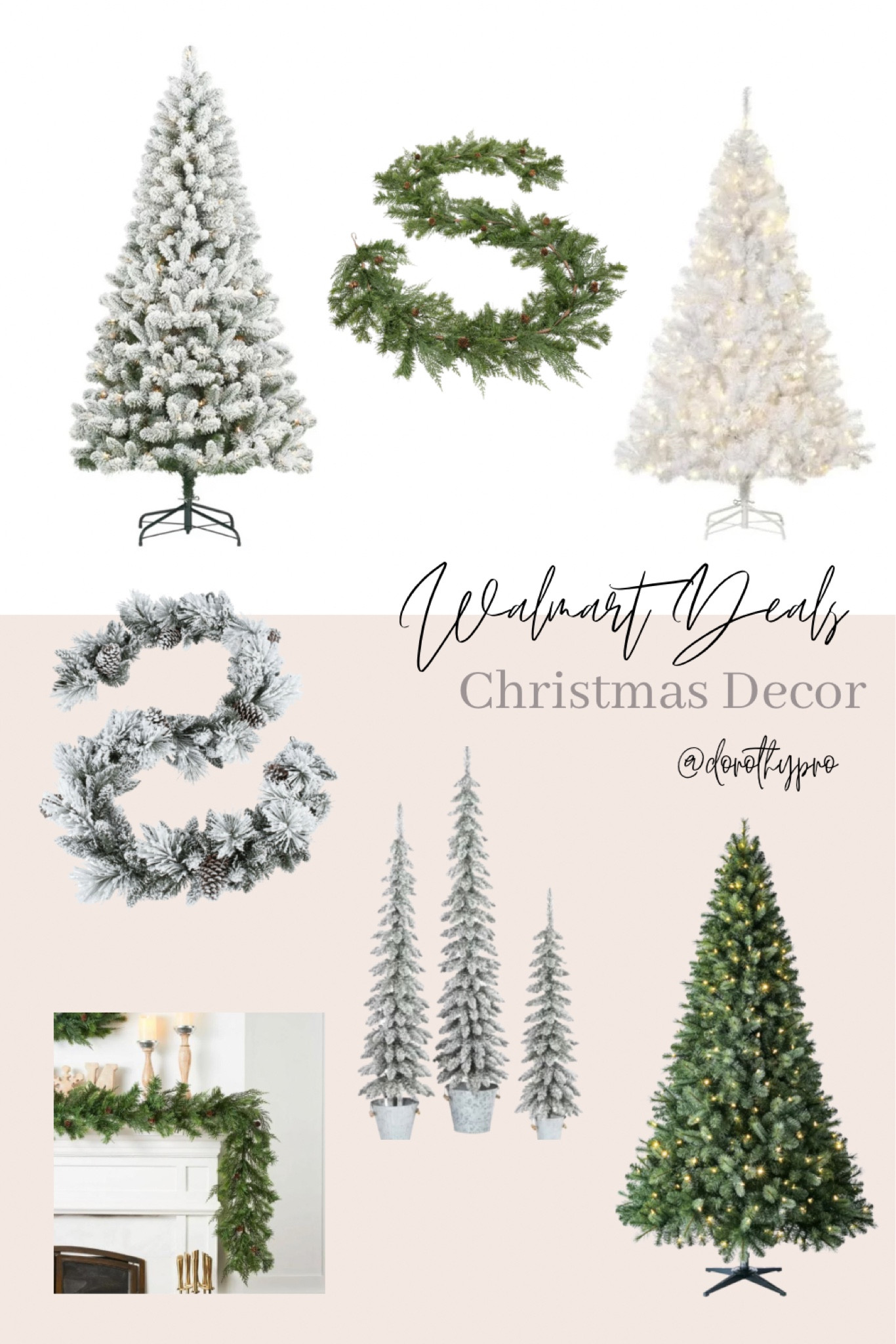 Walmart deals for days Christmas decor. Garland, flocked garland, set of 3 small flocked Christmas trees, entry way decor, 6.5 prelit flocked Christmas tree, white Christmas tree, 7.5 foot a Christmas tree, on sale! 

#LTKSeasonal #LTKHoliday #LTKCyberweek