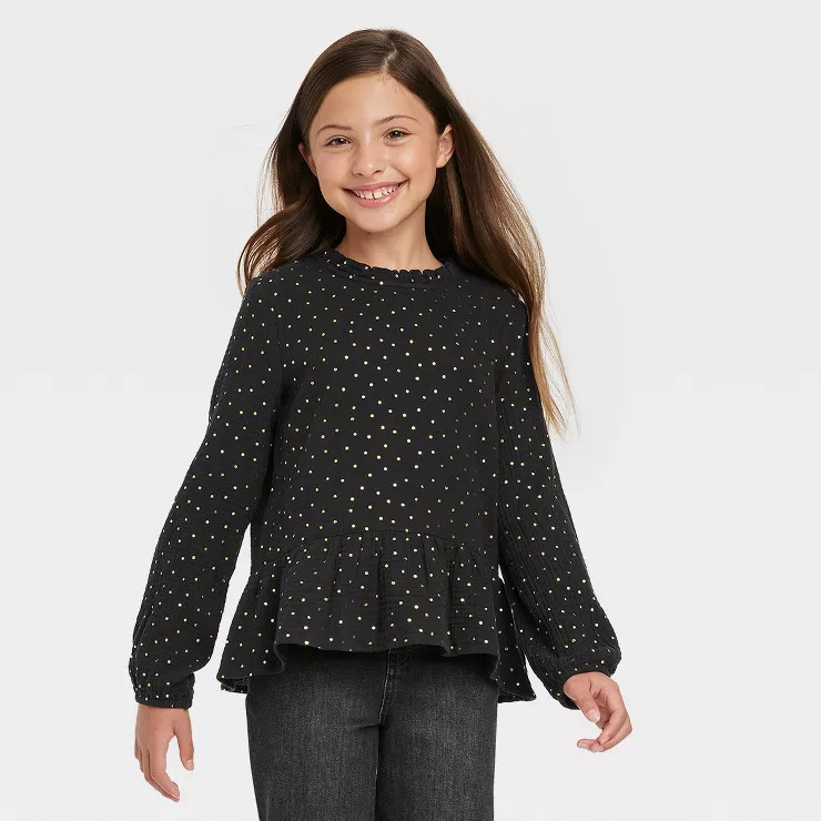 Girls' Long Sleeve Woven Top - Cat & Jack™ | Target