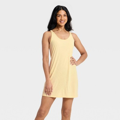 Women's Cooling Ribbed Jersey Tank Dress - Auden™ Yellow S | Target