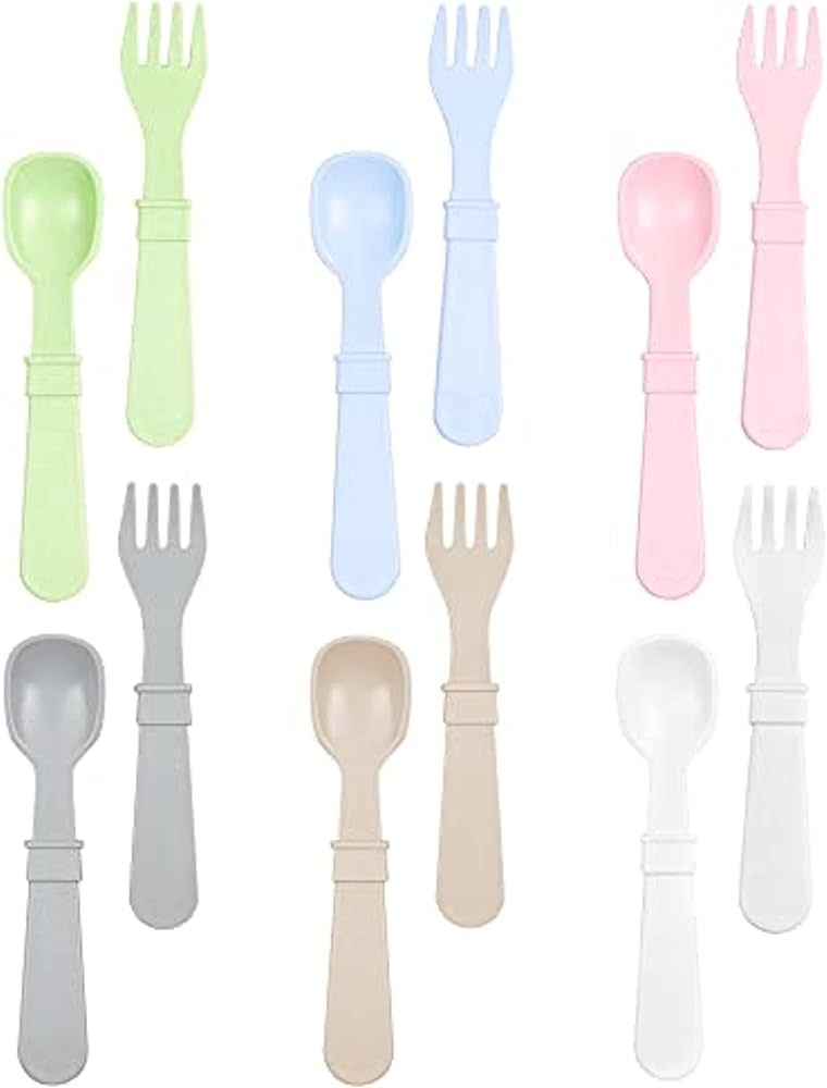 Re Play Made in USA Toddler Forks and Spoons, Pack of 12 Without Carrying Case - 6 Kids Forks wit... | Amazon (US)