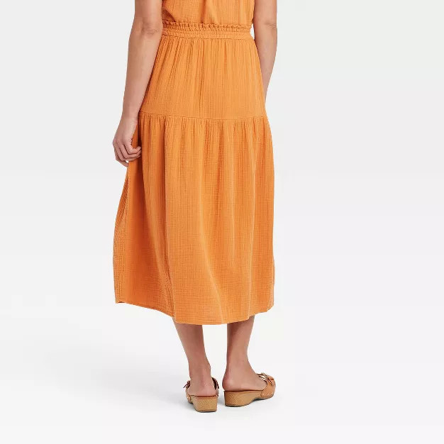 Women's Gauze Tiered Midi A-Line Skirt - Universal Thread™ | Target