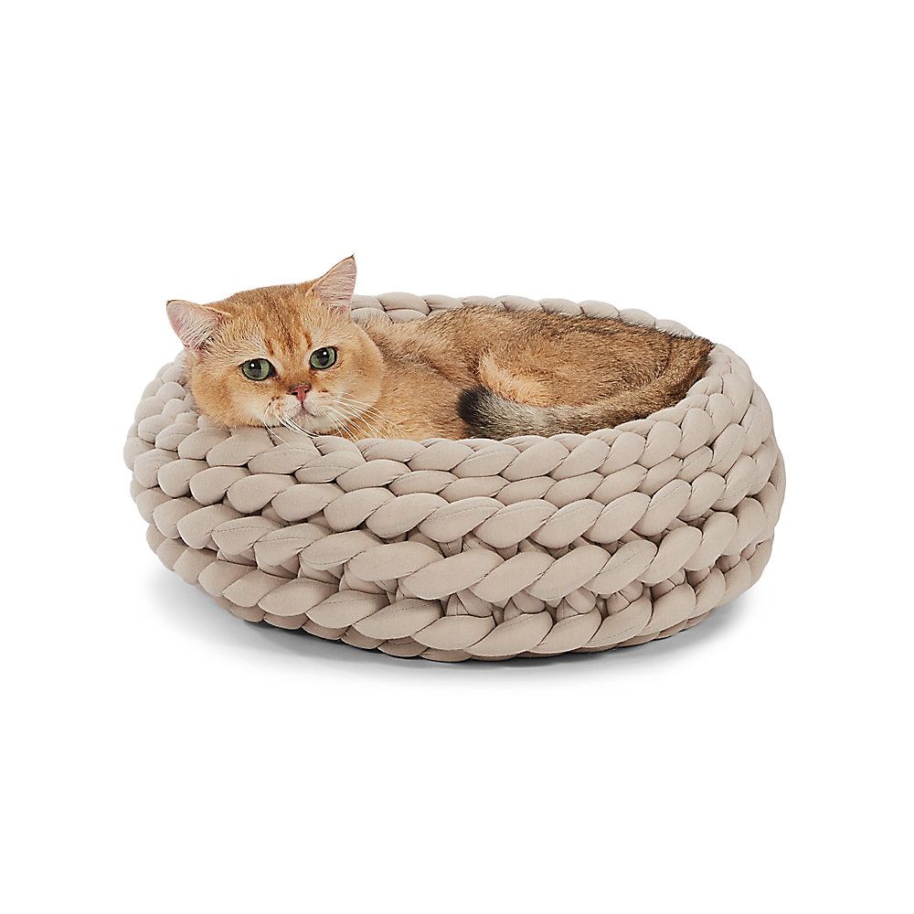 Whisker City® Grey Braided Basket Cat Bed | PetSmart