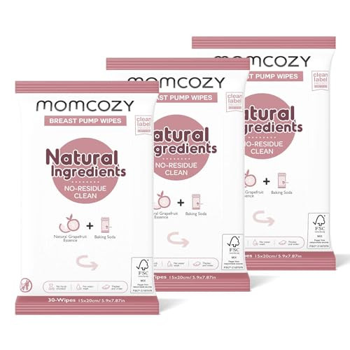 Momcozy Natural Breast Pump Wipes for Pump Parts Cleaning On-the-go, 30 Count (Pack of 3), Flash ... | Amazon (US)