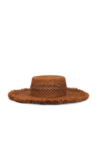 Helen Kaminski Ivy Raffia Boater Hat in Brown | FWRD 