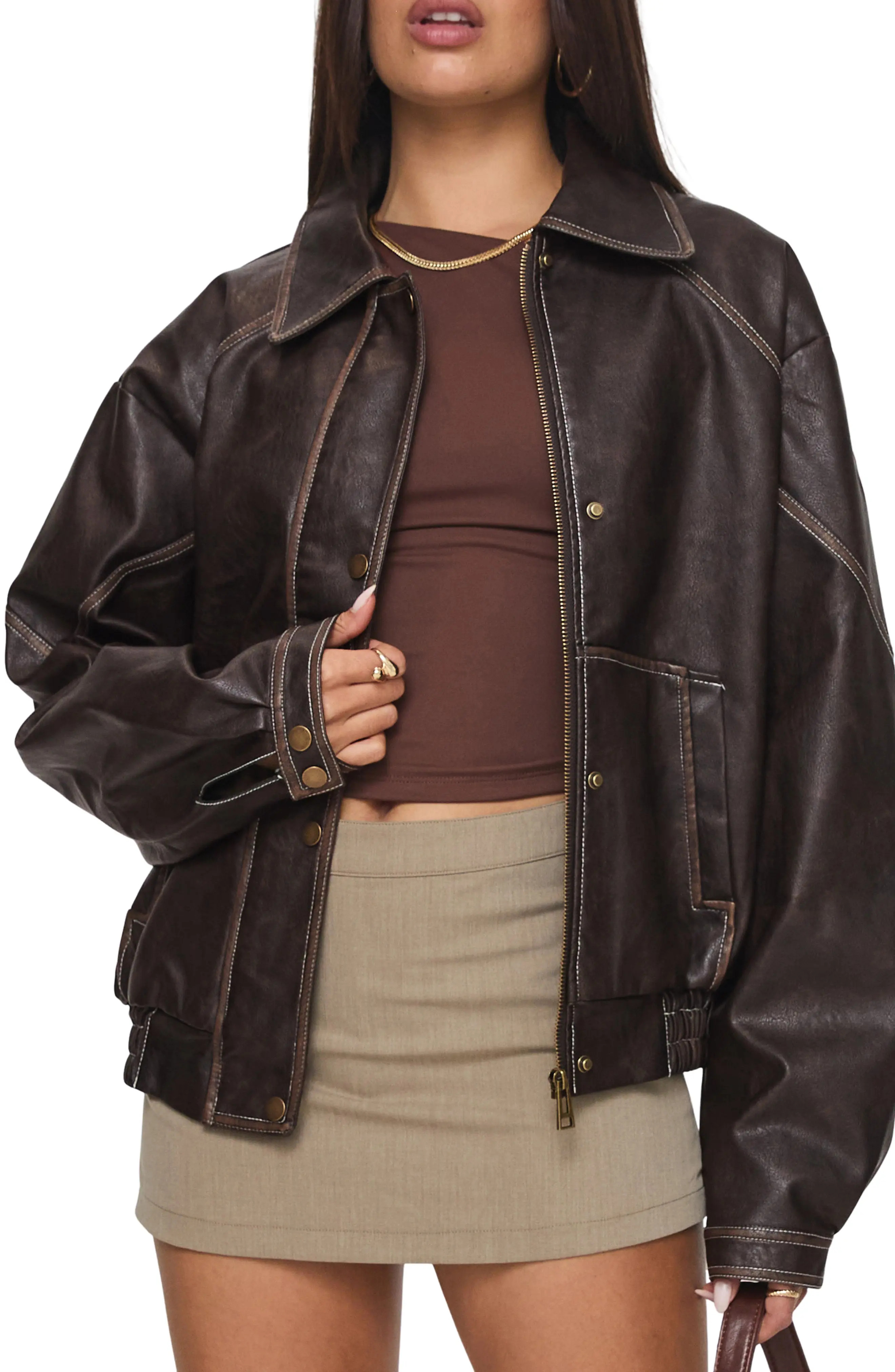 Princess Polly Jaxton Faux Leather Jacket (Women) | Nordstrom | Nordstrom