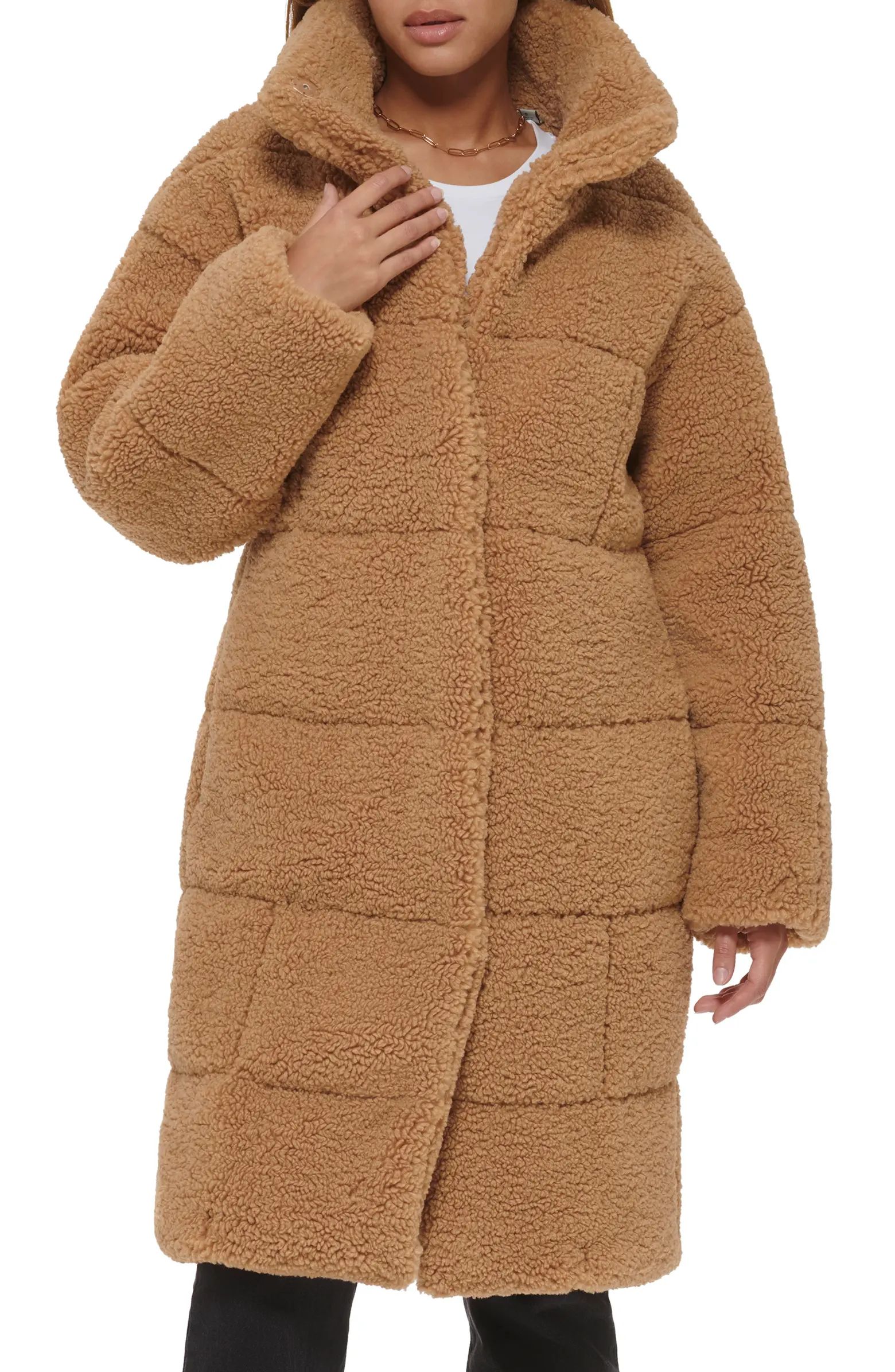 Quilted Fleece Long Teddy Coat | Nordstrom