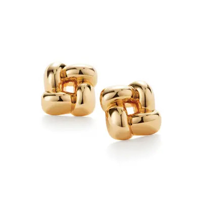 JENNY BIRD Medium Woven Square Stud Earrings in High Polish Silver at Nordstrom | Nordstrom
