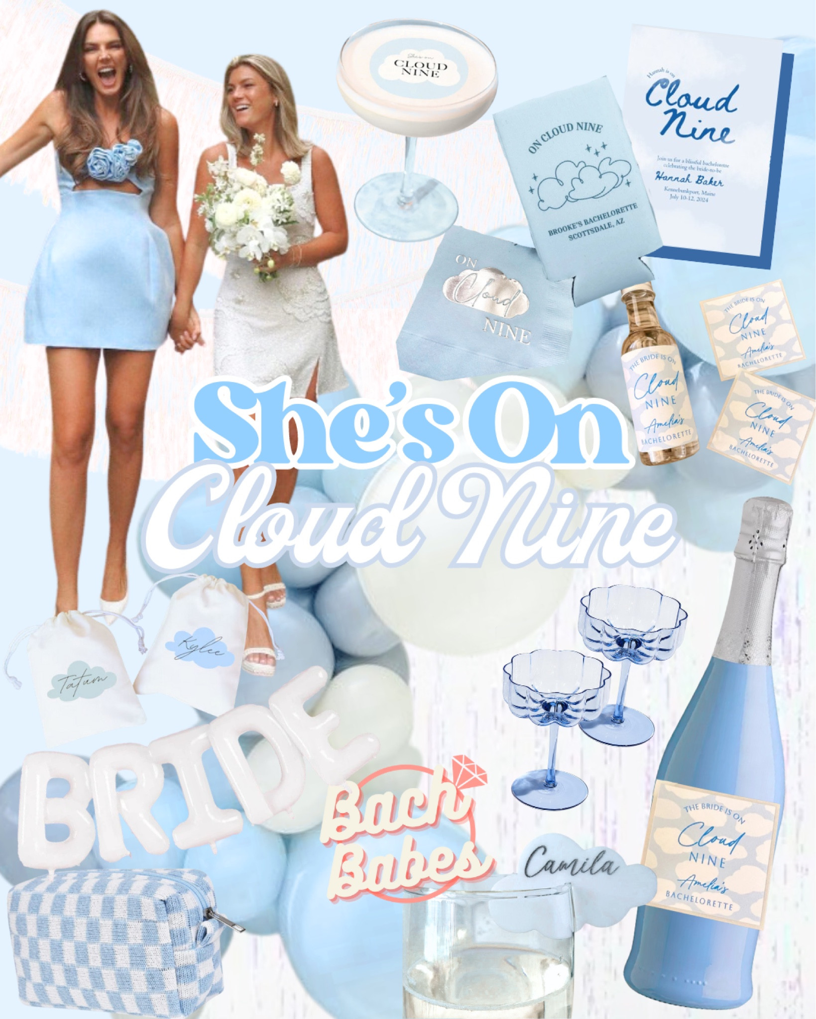 She's On Cloud Nine💍☁️🩵
Bachelorette Party Inspo! 

She's on cloud nine, dreaming of I do, bachelorette party, bach party, bachelorette party outfits, blue dress inspo, Bach babes
