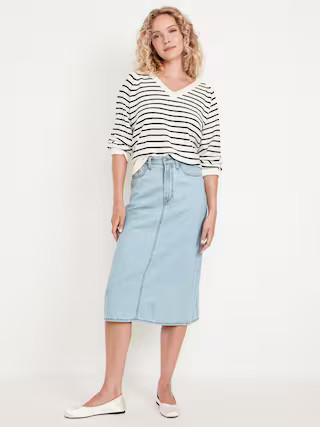 High-Waisted Wow Jean Midi Skirt | Old Navy (US)