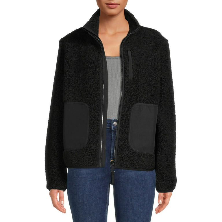 Time and Tru Women’s and Plus Full Zip Faux Sherpa Jacket - Walmart.com | Walmart (US)