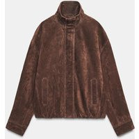 Zara - Suede Leather Jacket - Women - Dark Brown - Women | Zara US