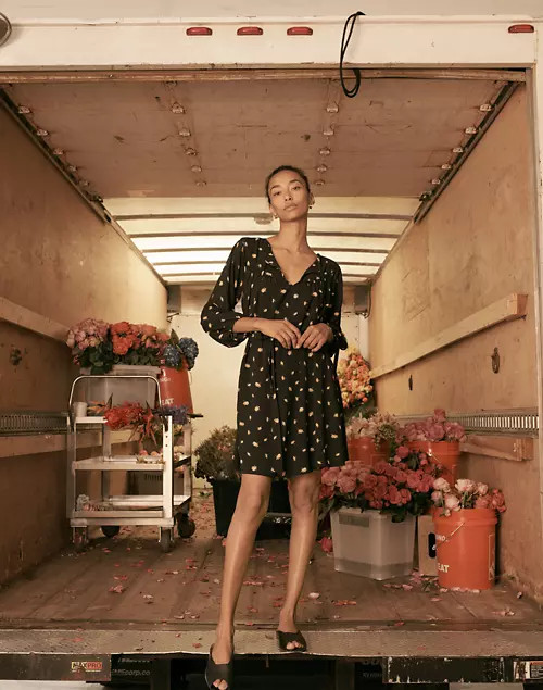 Tie-Waist Mini Dress in French Daisies | Madewell