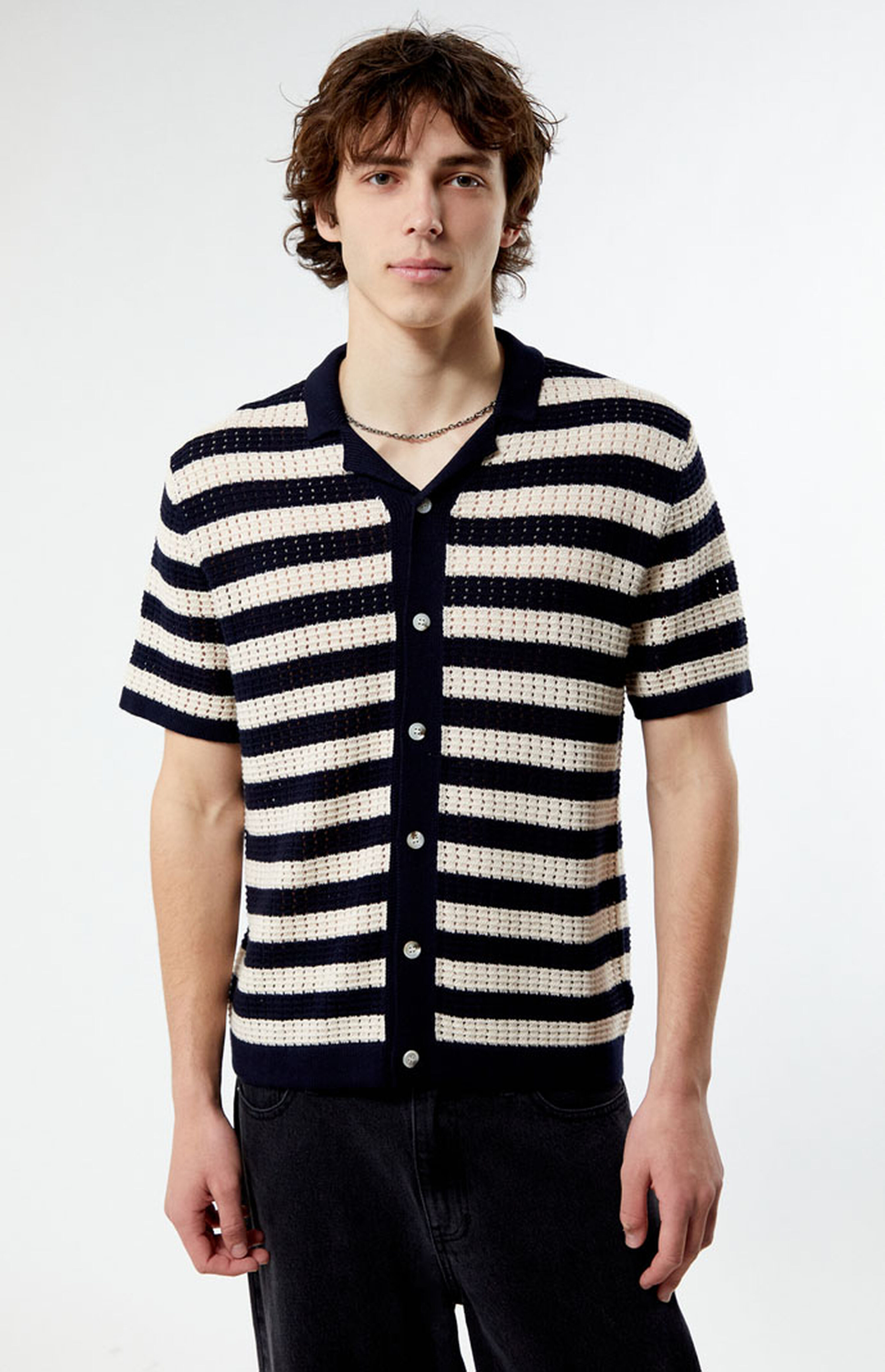 PacSun Stripe Open Knit Button Down Shirt | PacSun