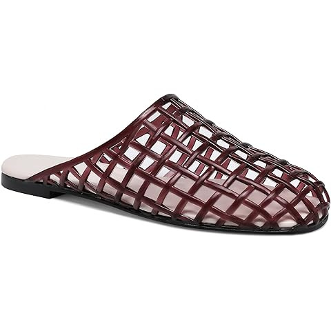 UBWDU Womens Clear Jelly Shoes Slip on Closed Toe Jelly Mesh Flats Sandals Slides Comfortable Sum... | Amazon (US)