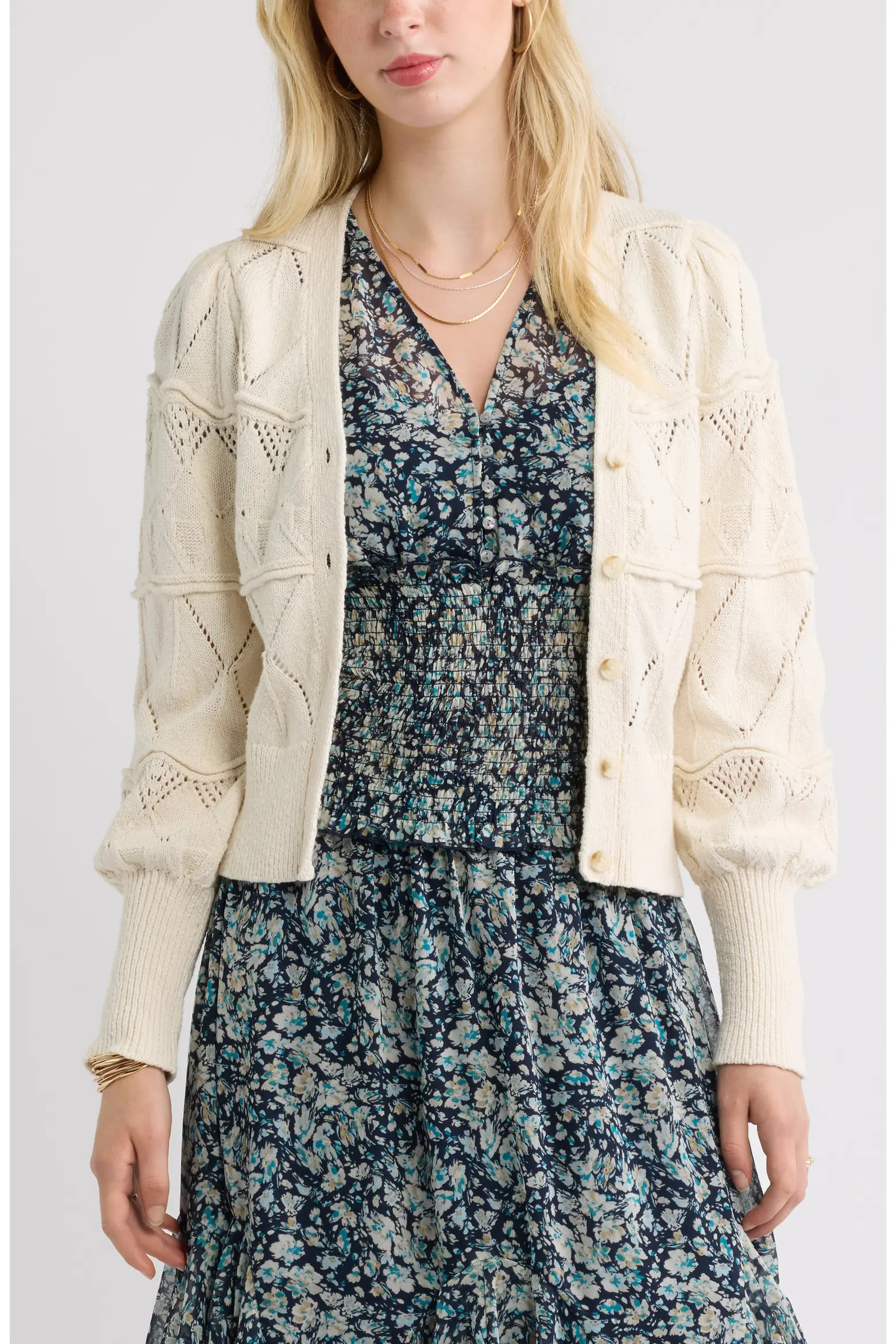 Treasure & Bond Pointelle Knit Button Front Cotton Cardigan (Women) | Nordstrom | Nordstrom