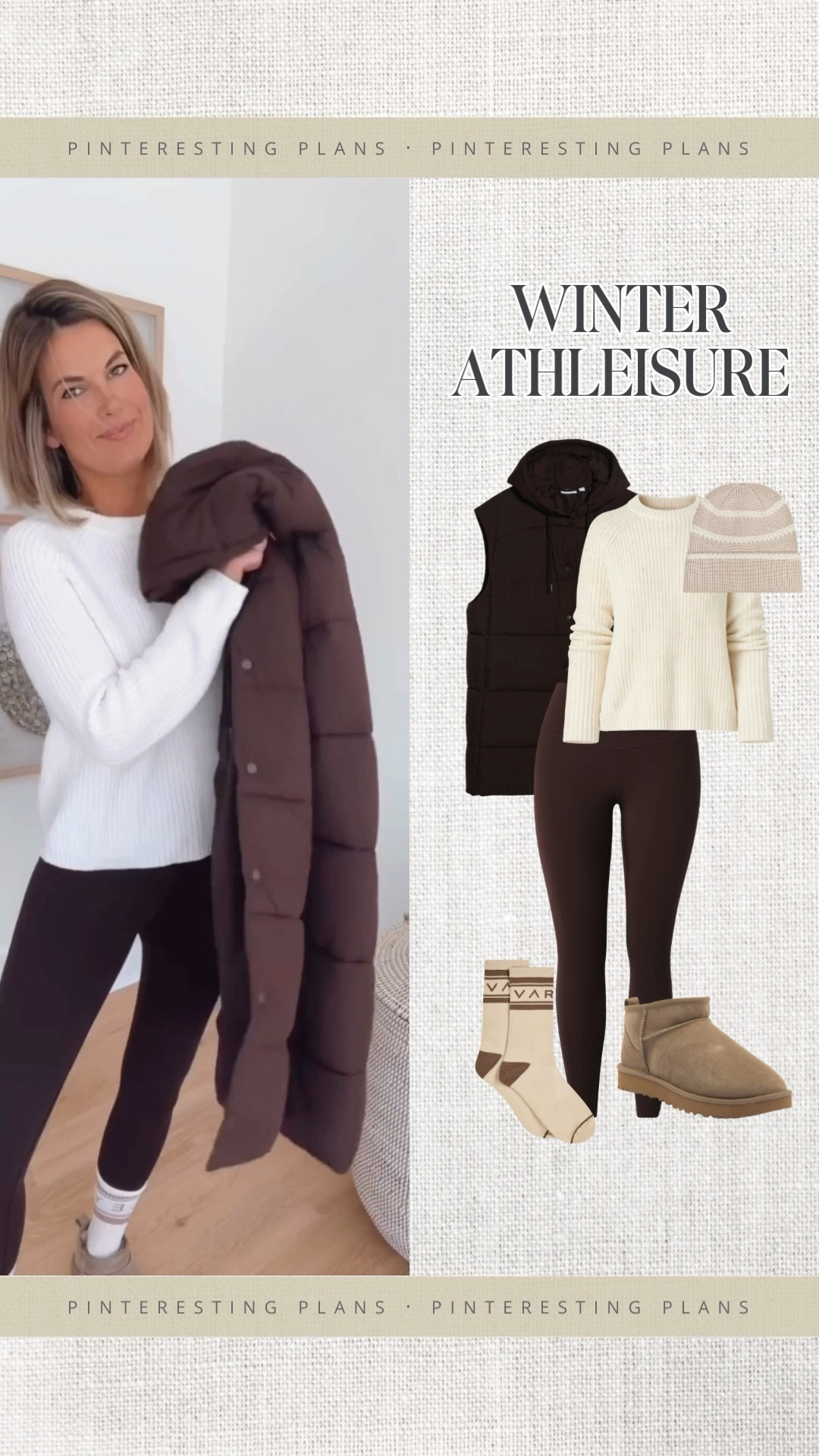 Size down in the vest. It’s on sale and covers the bum! I am in xs in the vest. Small in the sweater and leggings.  Ugg boots true to size.  

#LTKOver40 #LTKSaleAlert #LTKootd