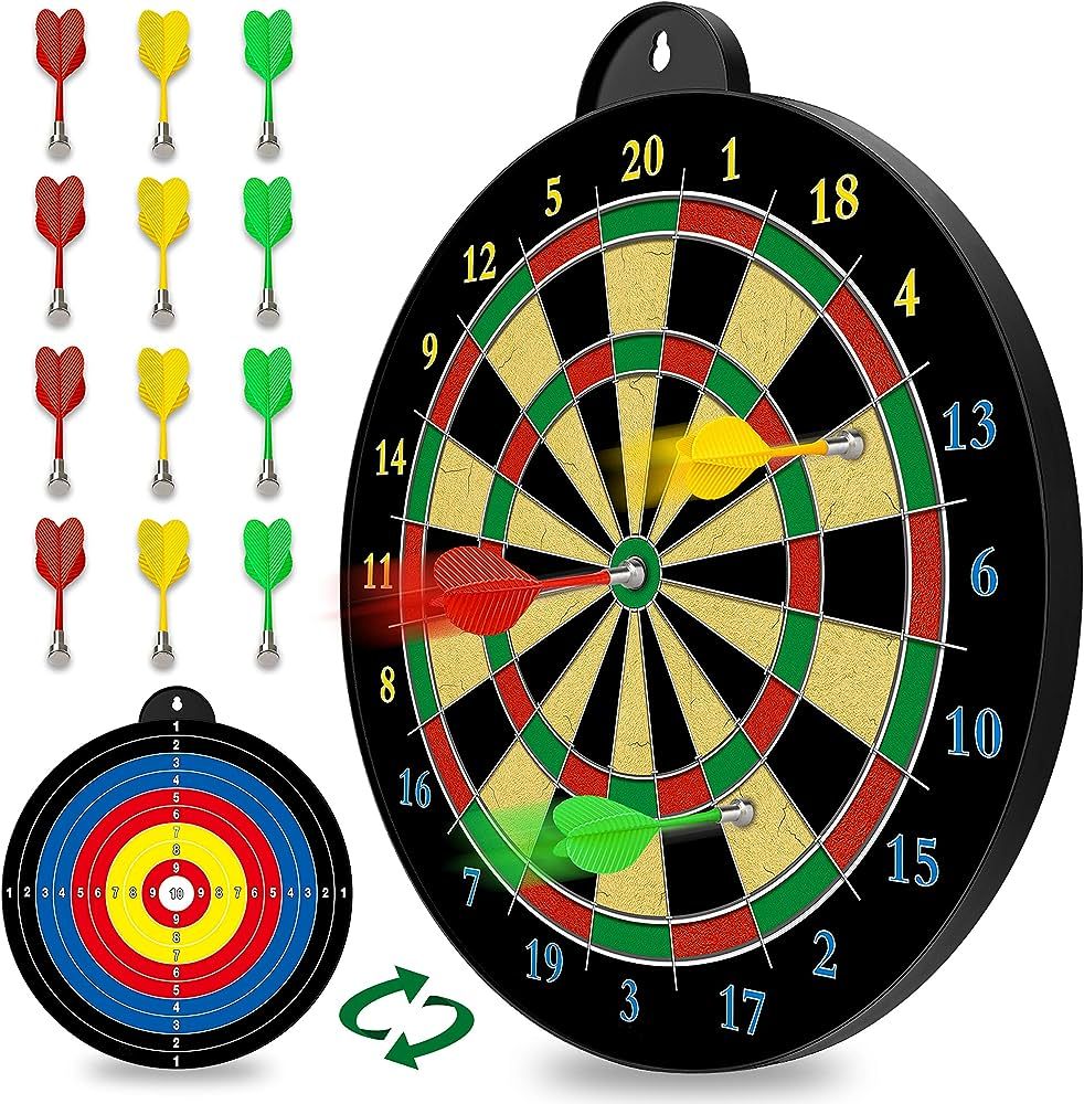 Magnetic Dart Board - 12pcs Magnetic Darts (Red Green Yellow) - Excellent Indoor Game and Party G... | Amazon (US)