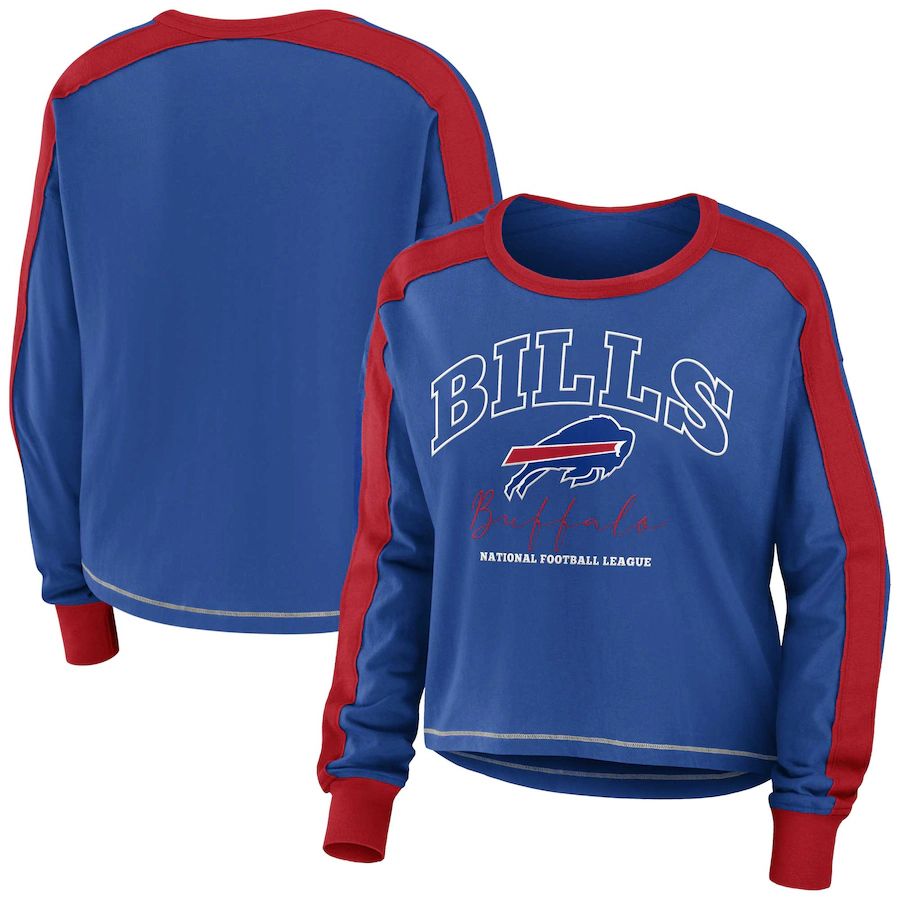 Women's Buffalo Bills WEAR by Erin Andrews Royal/Red Color Block Long Sleeve T-Shirt | NFL Shop