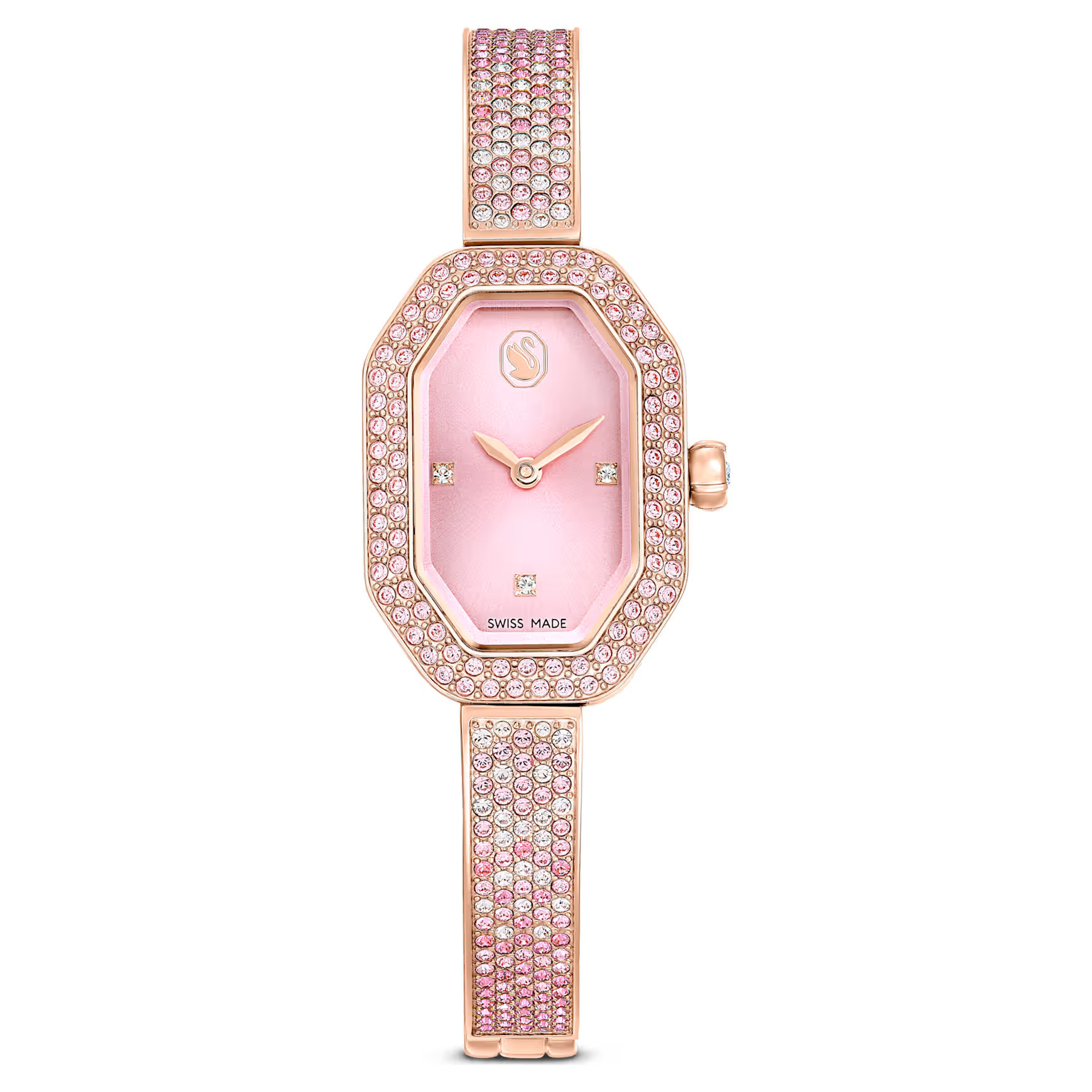 Dextera bangle watch, Swiss Made, Metal bracelet, Pink, Rose gold-tone plated by SWAROVSKI | SWAROVSKI