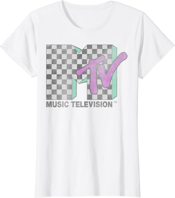 Amazon.com: MTV Checkered Distressed Retro Logo T-Shirt : Clothing, Shoes & Jewelry | Amazon (US)