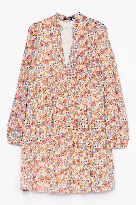 muted floral tierred floaty smock dress | NastyGal (US & CA)