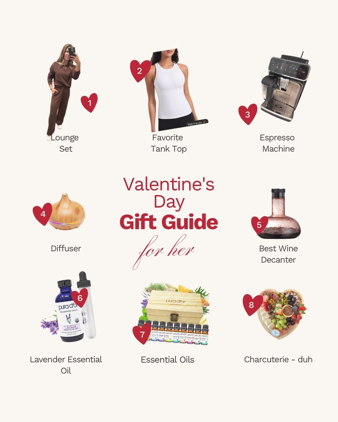 This is a realistic Valentines Gift Guide of everything I am currently obsessing over in my life ❤️🥰 

Everything from self care to a night in with wine & charcuterie! I personally think this list has something on it for any great hostess, self loving, balanced girlie in your life. 



#LTKValentine