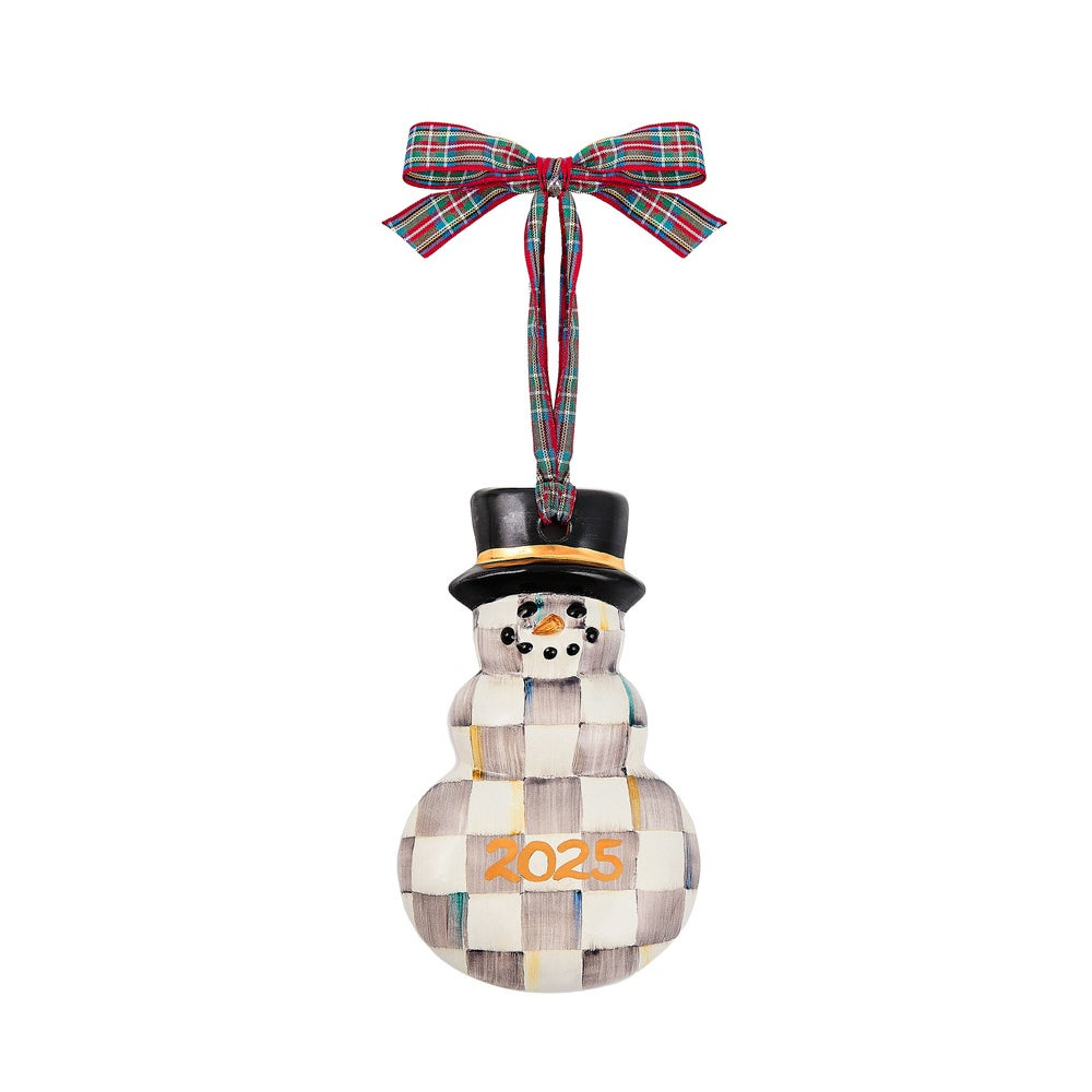 Sterling Check 2025 Snowman Ornament | MacKenzie-Childs