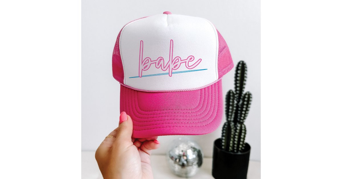 LOLA Neon Blue and Pink 90's Babe Bachelorette Trucker Hat | Zazzle | Zazzle