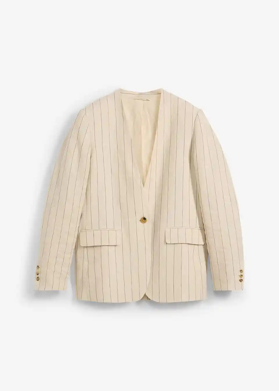 Kragenlose Blazerjacke aus reinem Leinen | Bonprix DE