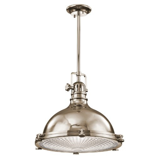 Kichler Lighting 2682PN Hatteras Bay 1LT Pendant, Polished Nickel Finish with Clear Fresnel Glass Le | Amazon (US)