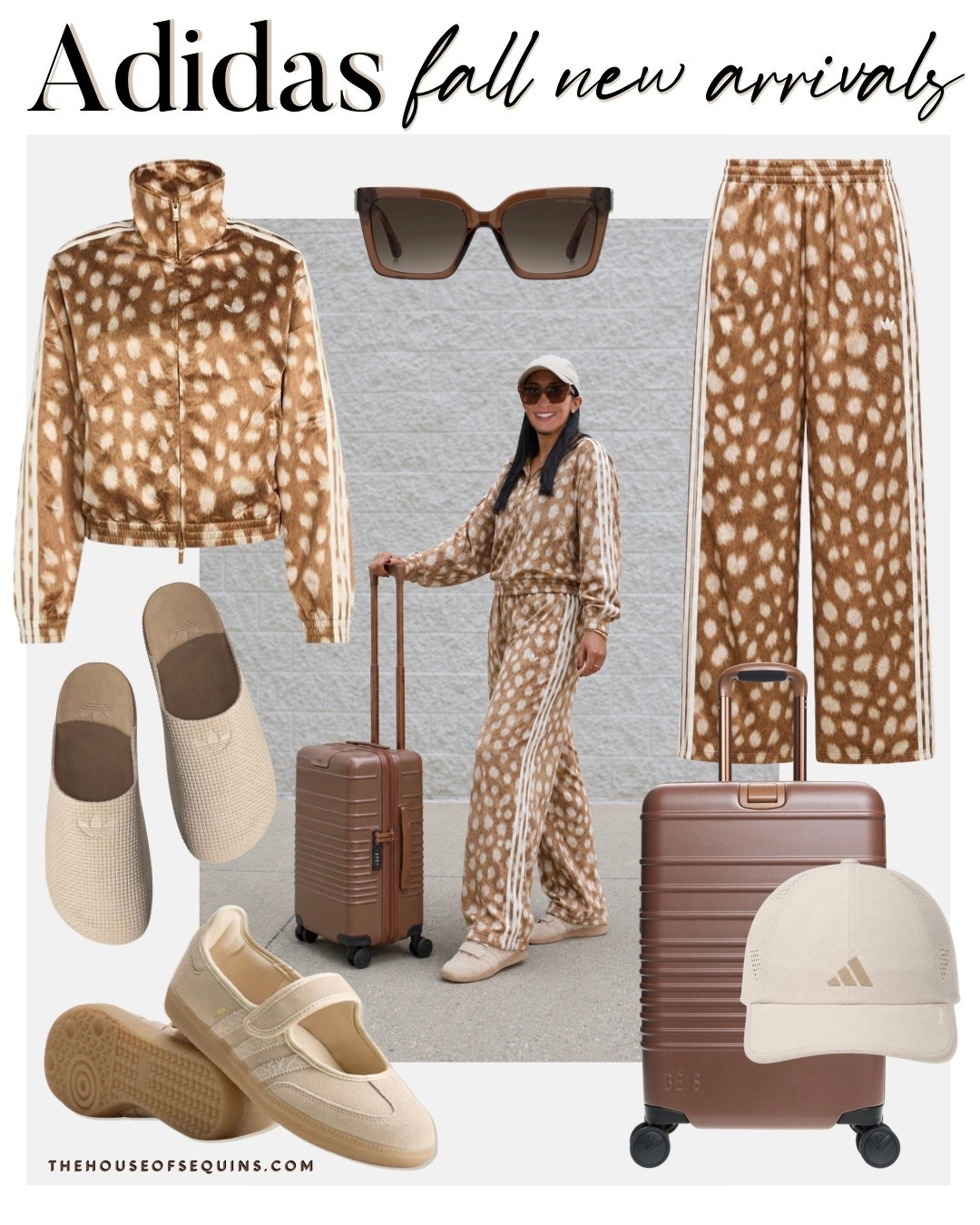Shop adidas animal print track suit! Adidas new arrivals, fall outfit, travel outfit, adidas samba Jane, adidas adimule, adidas slides, fawn print, Beis luggage

#LTKSaleAlert #LTKActive #LTKTravel