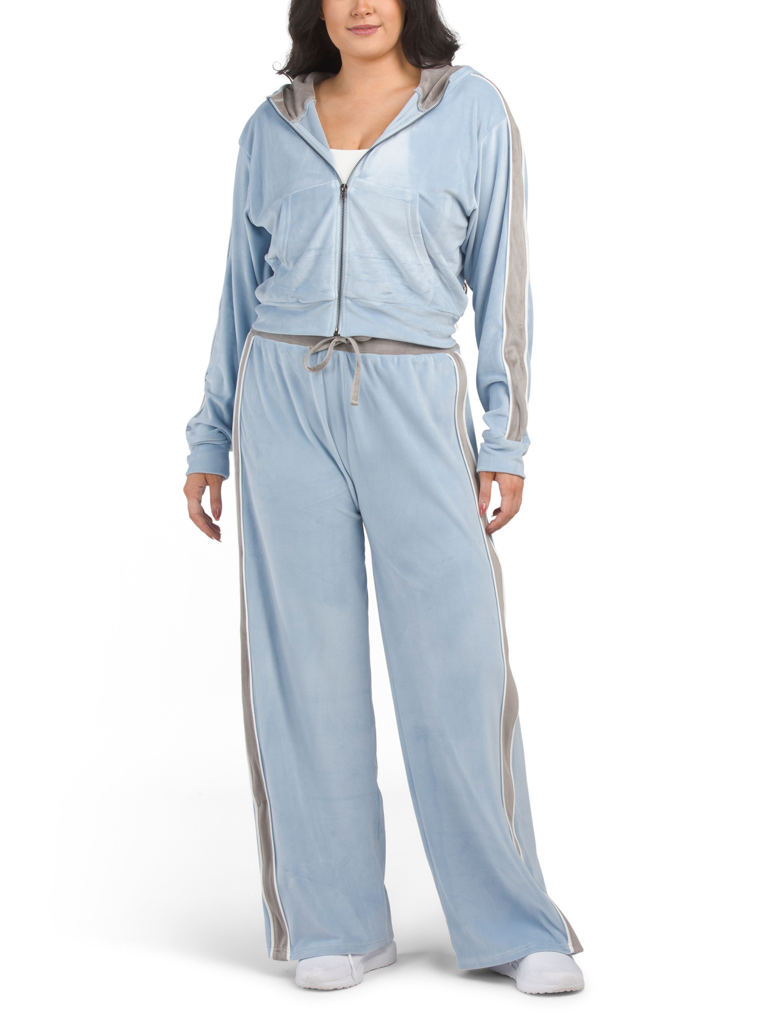 2pc Velour Tracksuit Jacket And Pants Set With Side Stripes | Women | Marshalls | Marshalls