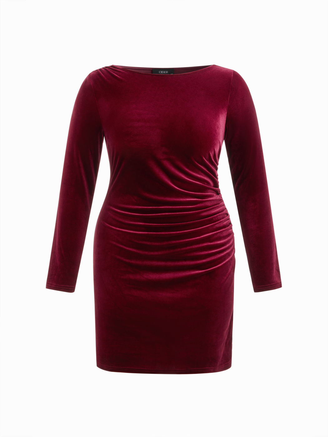 Velvet Velvet Boat Neck Ruched Mini Dress Curve & Plus For Date | Cider