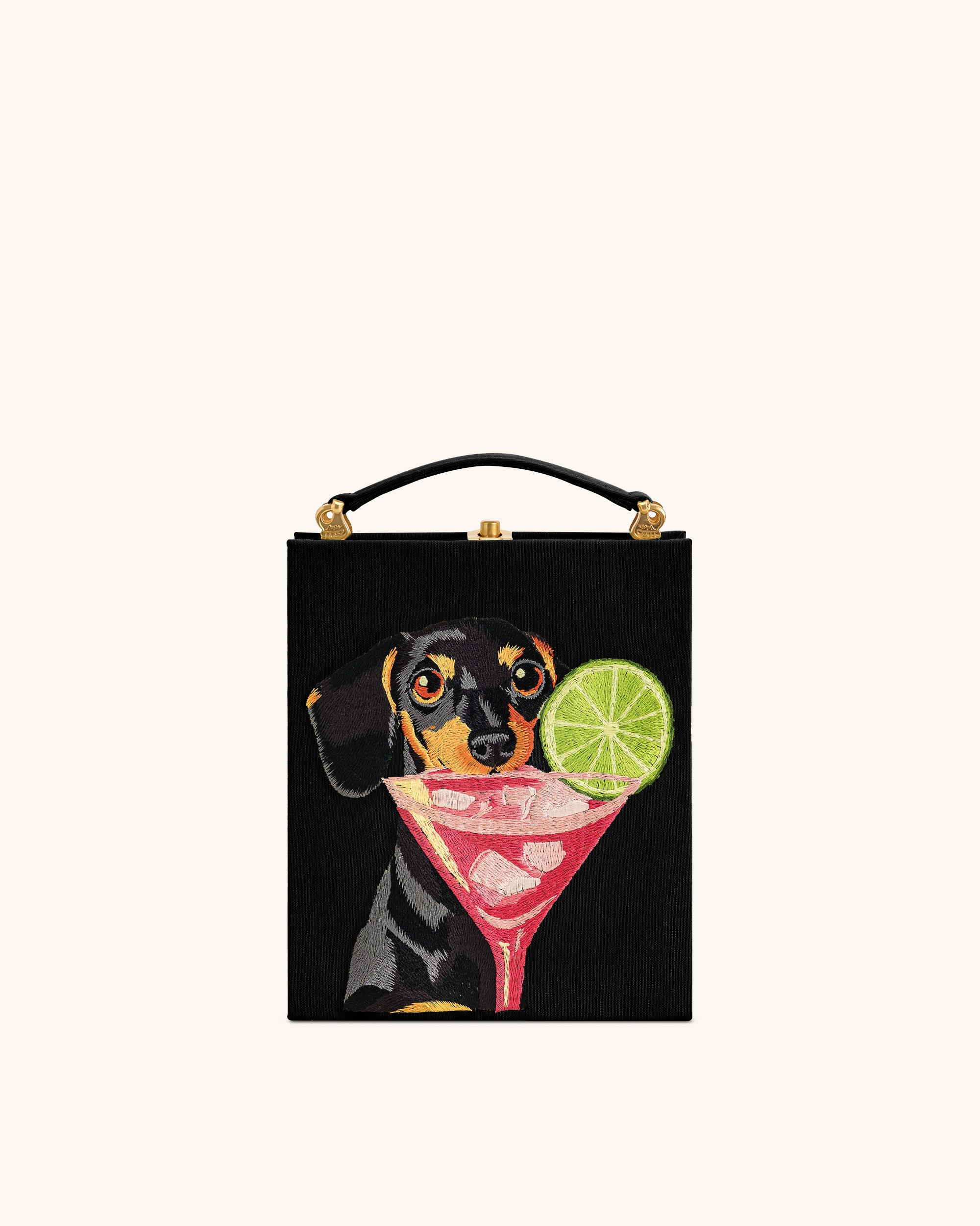Taya-Puppy Pattern Book Shape Clutch Bag - Black | JW PEI US