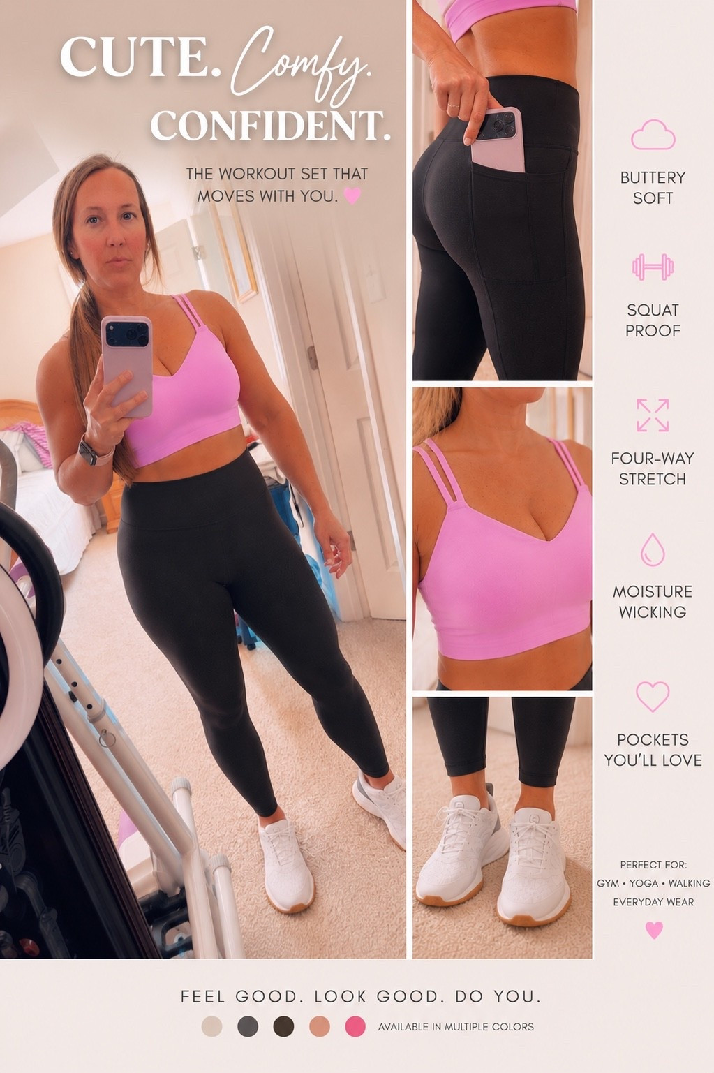 POV: You finally found the workout set that’s actually cute and comfy 😍💖

This pink + black combo is giving effortless gym girl energy while still being perfect for errands, walks, coffee runs, and everyday wear. The leggings are buttery soft, squat proof, and have the BEST pockets 🙌✨

I’m obsessed with how flattering this set is — and the white sneakers complete the whole look 🤍👟

Run, don’t walk… because these Walmart finds are too good to stay in stock 🛒🔥

Comment “LINK” and I’ll send you everything 💕 #WalmartFinds #AthleisureStyle #WorkoutWear #GymStyle #AffordableFashion #FitnessFashion #ComfyAndCute

#LTKActive #LTKmomlife #LTKOver40