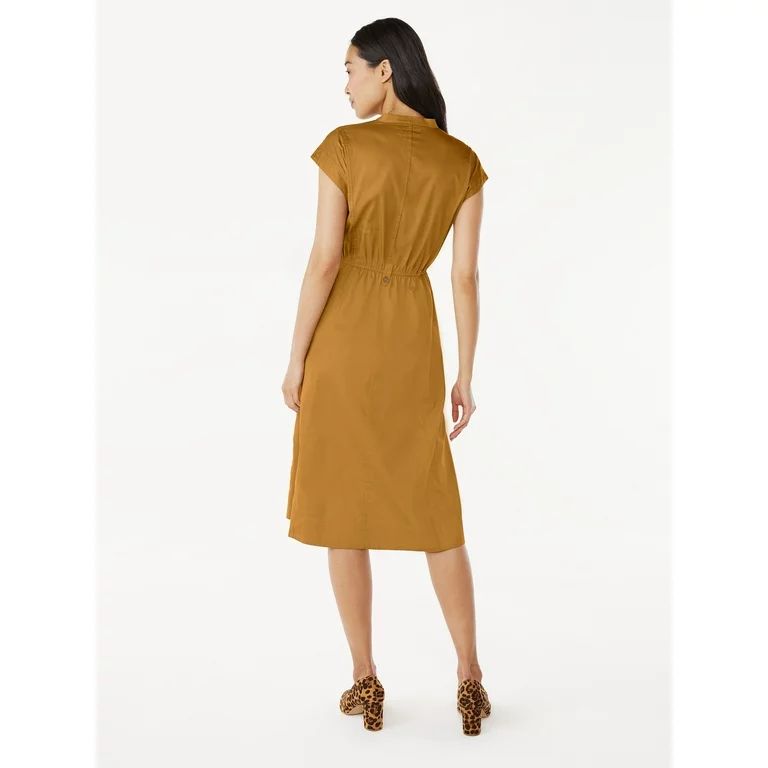 Free Assembly Women's Belted Utility Midi Shirtdress with Short Sleeves, Sizes XS-XXL | Walmart (US)