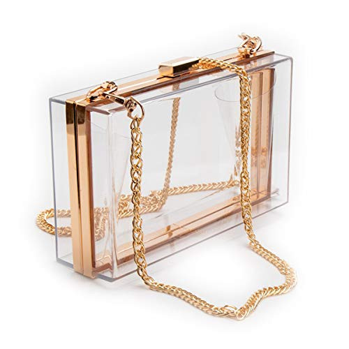 L-COOL Cute Transparent Acrylic Shoulder Bags Clear Crossbody Evening Clutch Bag With Gold Snake Chain(2 Chains) For Women (White Clear) | Amazon (US)