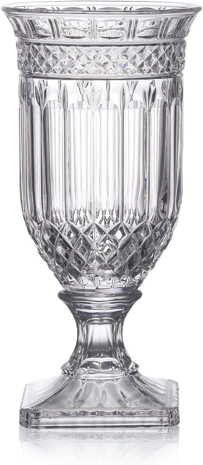 Joeyan 13" Glass Urn Vase,Tall Centerpiece with Ripple Diamond Pattern | Amazon (US)