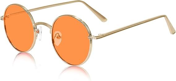Sunny Round Sunglasses Hippie John Lennon Vintage Small Circle Gold Glasses | Amazon (US)