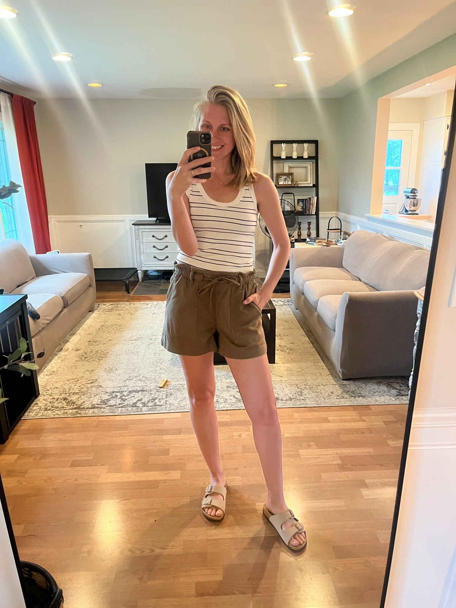Tank is lightweight and stretchy, true size medium. Shorts are snugger than I wanted, am going to order a size medium instead! Sized up half size in Birk lookalikes  

#LTKmomlife #LTKTall #LTKOver40