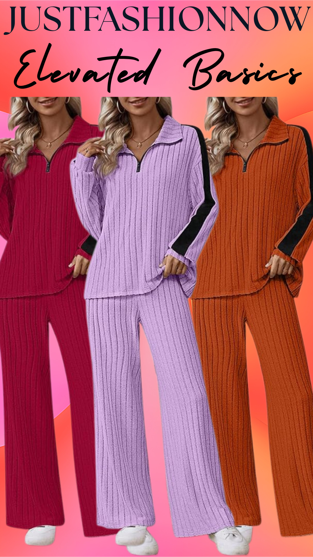 These ribbed elevated basics are selling like crazy for a reason! ✨ 

The JustFashionNow Ribbed Half-Zip Lounge Set is that perfect cozy-but-put-together moment we all live in from winter straight into spring.

Available in:
❤️ Red
💜 Purple
🤎 Caramel

Why this set is elite:
• Thick, textured ribbed knit (but still breathable)
• Relaxed half-zip pullover = flattering neckline
• Wide leg ribbed pants = long-leg effect
• Looks expensive but it’s an affordable Amazon find
• Comfy enough for home, cute enough for errands
• Perfect airport/travel outfit
• Easy to layer with trench coats, puffer vests, denim jackets

This is the definition of elevated loungewear — cozy, chic, effortless.

I love sets like this for:
☁️ Weekend lounging
☁️ Coffee runs
☁️ Casual date nights
☁️ Travel days
☁️ Transitional winter-to-spring outfits

The ribbed texture makes it feel way more luxe than your average sweats.

If you want that “off duty but polished” vibe without the price tag… this is it.

Tap to shop before your size sells out 🤍 

 

#LTKootd #LTKPetite #LTKTravel