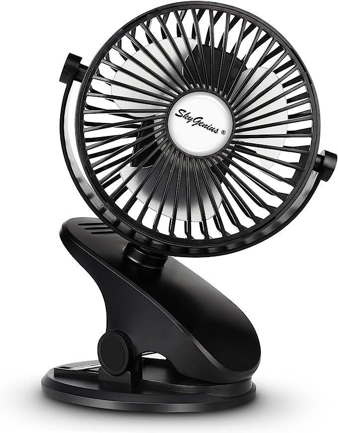 SkyGenius Battery Operated Stroller Fan, Rechargeable USB Powered Mini Clip on Desk Fan | Amazon (US)