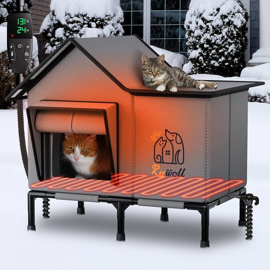 Rywell Heated Cat House for Outside,Super Insulated&Weatherproof Heated Cat House, Elevated Outdo... | Amazon (US)
