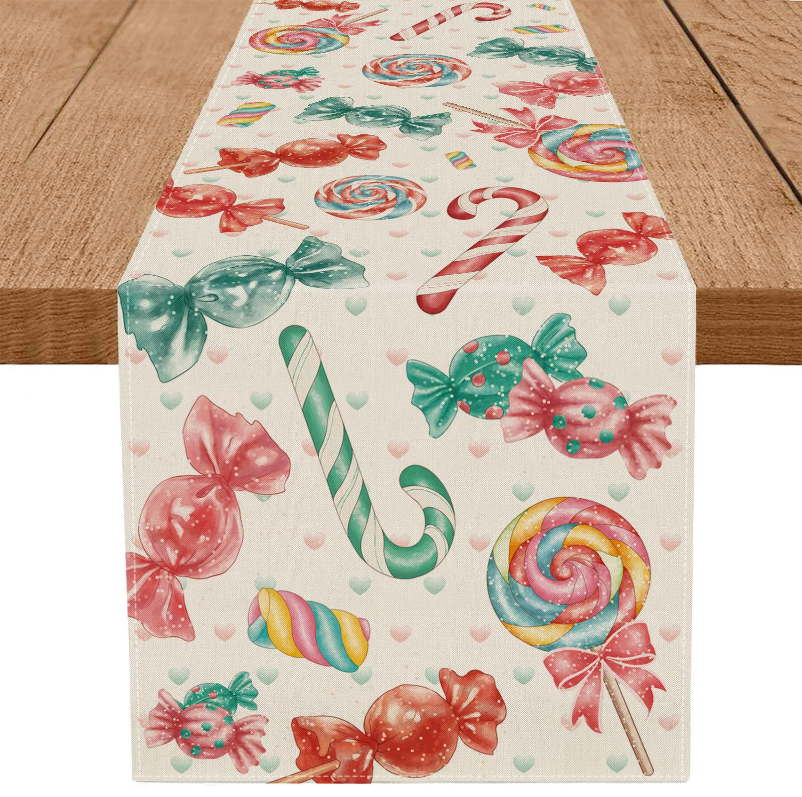 Candy Christmas Table Runner Candyland Table Runners Seasonal Kitchen Dining Table Decoration for... | Amazon (US)