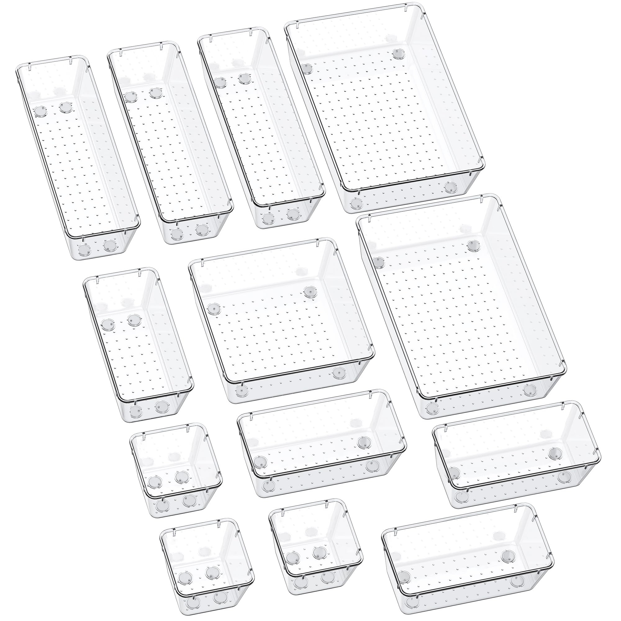 SMARTAKE 13-Piece Drawer Organizers with Non-Slip Silicone Pads, 5-Size Desk Bathroom Drawer Orga... | Amazon (US)